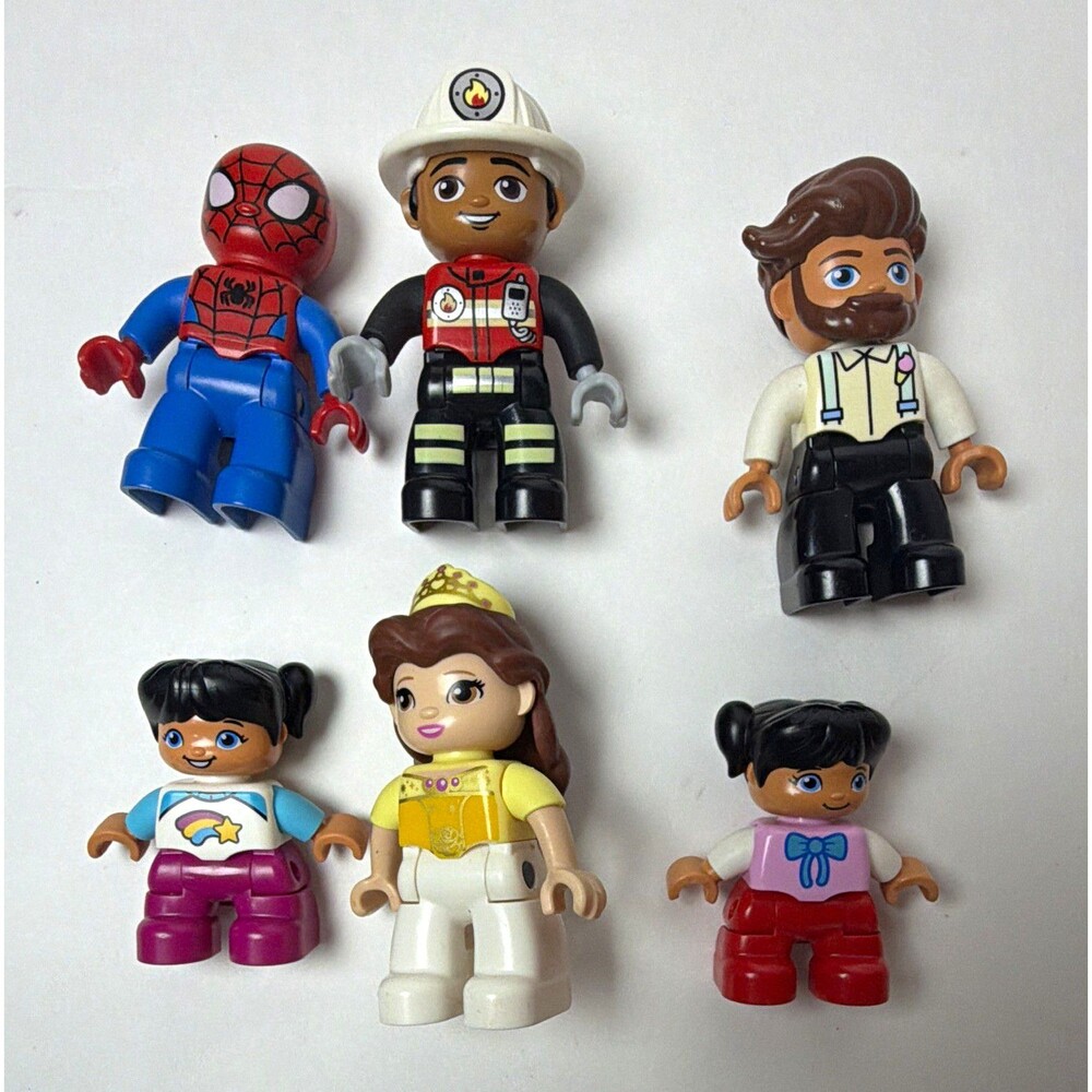 LEGO DUPLO Minifigure Lot 6 Pieces Spider-Man Firefighter Princess Figures